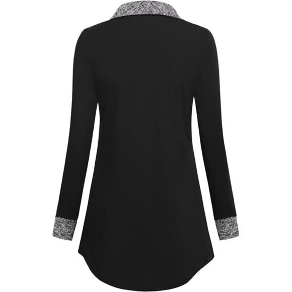 Womens Long Sleeve Casual V Neck Sweatshirts Pullover Tunic Tops with - Picture 3 of 7